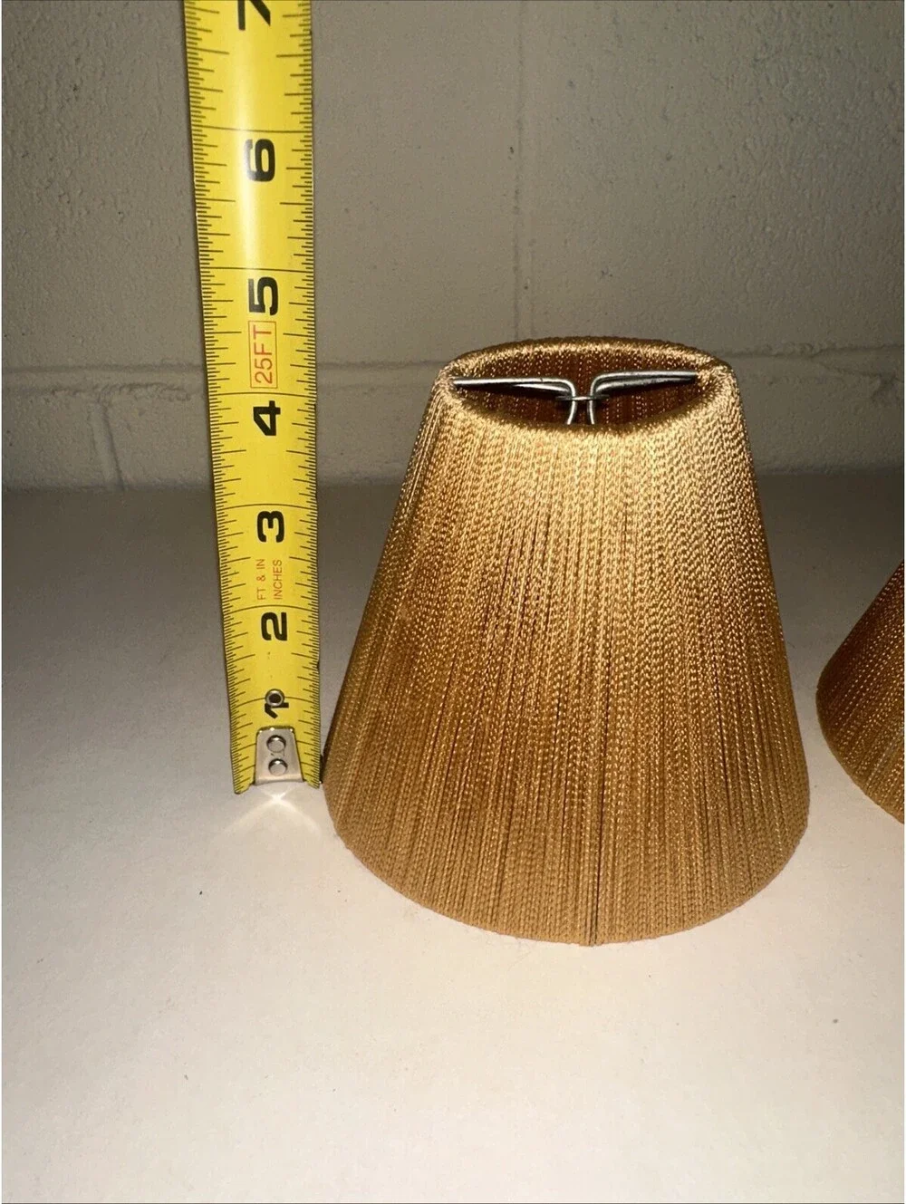 Chandelier Sconce Lamp Shade Silk String Empire Style Clip On Set 2 Golden Brown